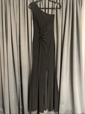 One-Shoulder Black Ruched Evening Dress
